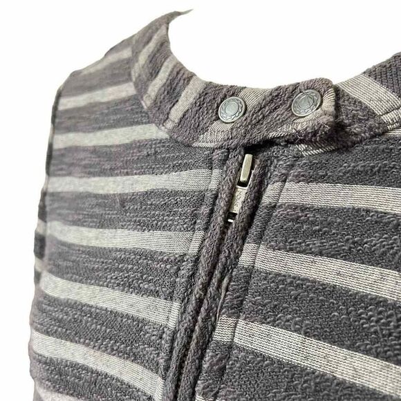 FREE PEOPLE Gray striped peplum sweater jacket Size Small zip up cotton blend - Picture 2 of 11
